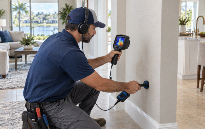 Leak Detection in Oakland plumber checking a water meter for signs of a hidden plumbing leak